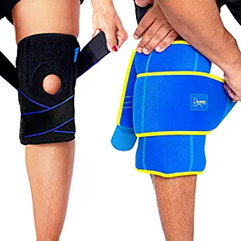 Knee brace with built in ice outlet pack